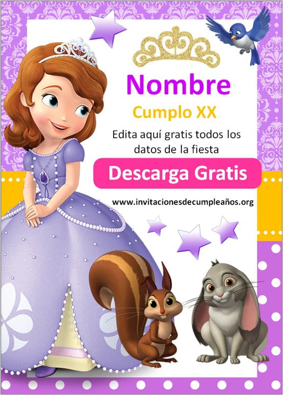 Invitaciones de Princesita Sofia