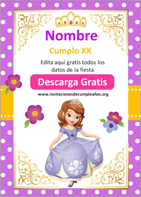 Invitaciónes de la princesa sofia