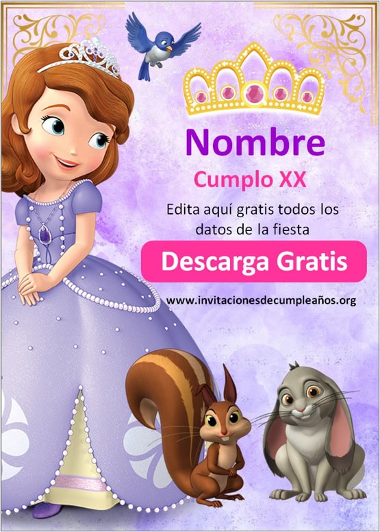 Invitación de La Princesa Sofía Gratis