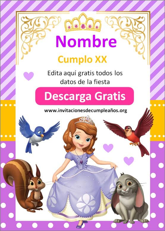 invitacion de princesita sofia