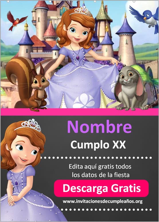 tarjeta de cumpleaños princesa sofia