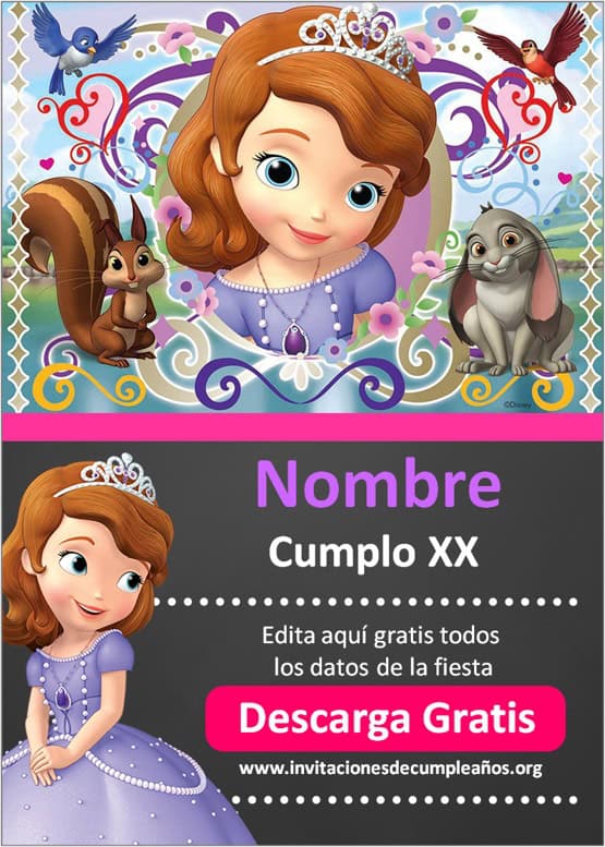 Invitaciones de Princesita Sofia