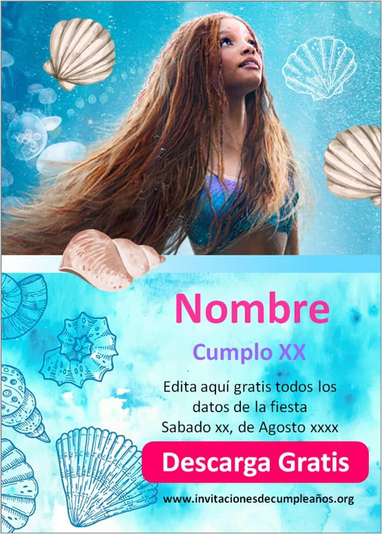 invitaciones de cumpleaños sirenita pelicula gratis