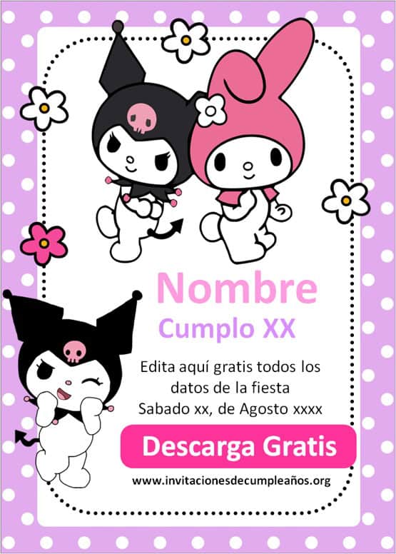 Invitaciones de cumpleaños de MELODY Y KUROMI