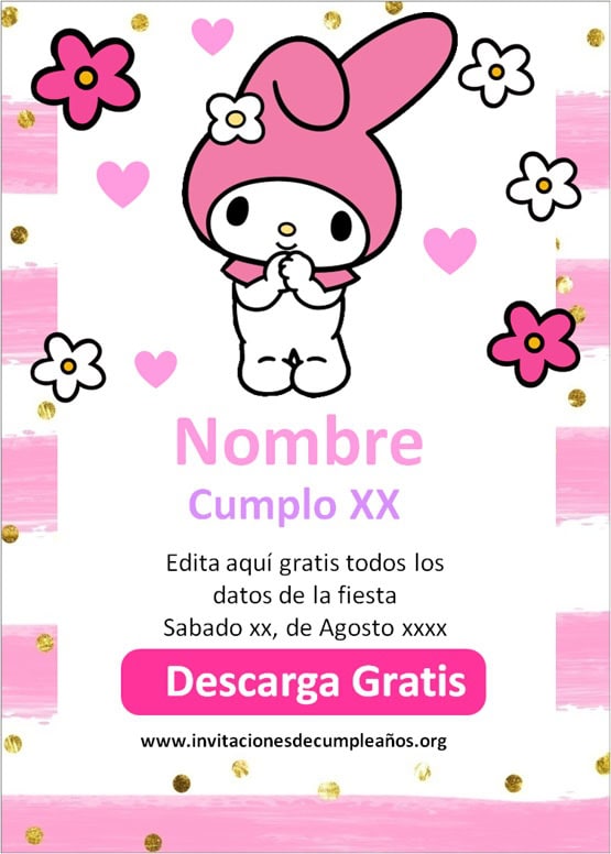 invitaciones de cumpleaños de my melody