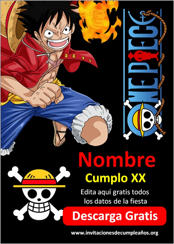 One Piece Invitaciones Editables Gratis