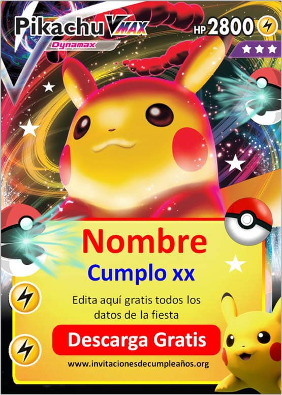 invitaciones de Pokemon VMax