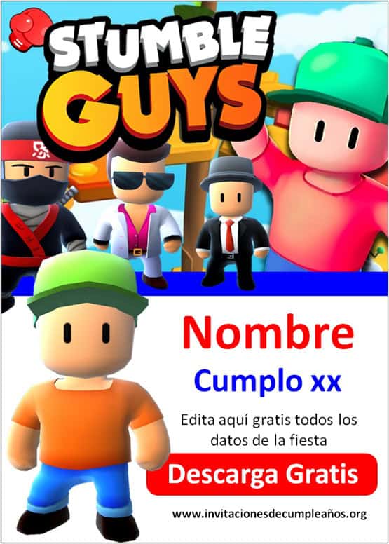 Invitación cumpleaños Stumble Guys