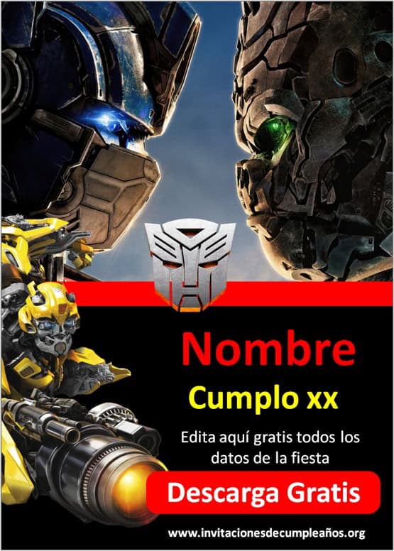 Invitaciones de Transformers