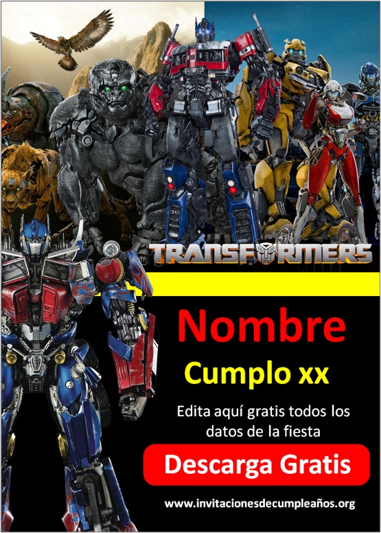 Invitación de Transformers Gratis