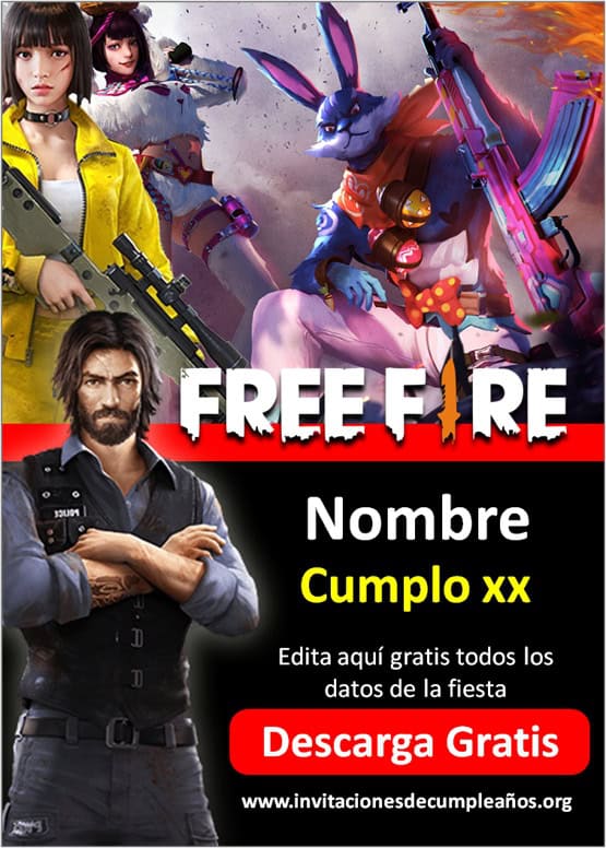 Invitación de cumpleaños de Free Fire