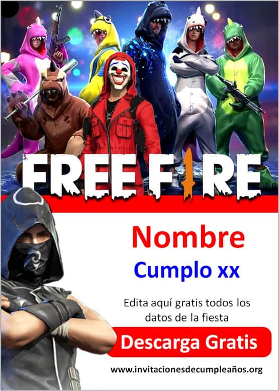 invitación virtual Free Fire