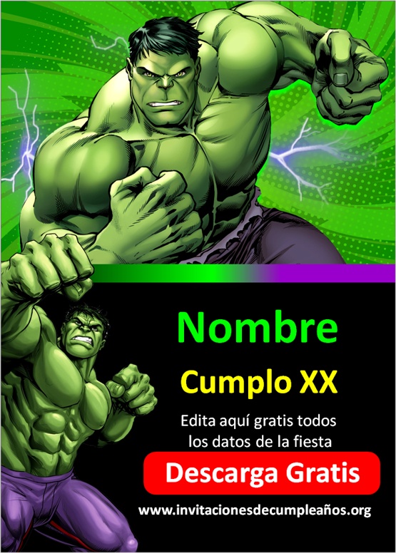 Invitaciones de Hulk