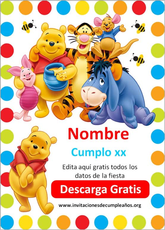 invitación digital winnie pooh