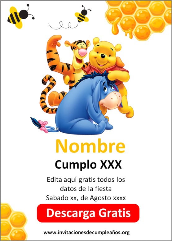 Invitación cumpleaños Winnie Pooh