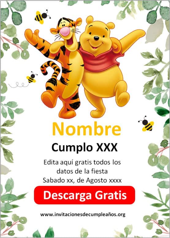 invitación digital winnie pooh