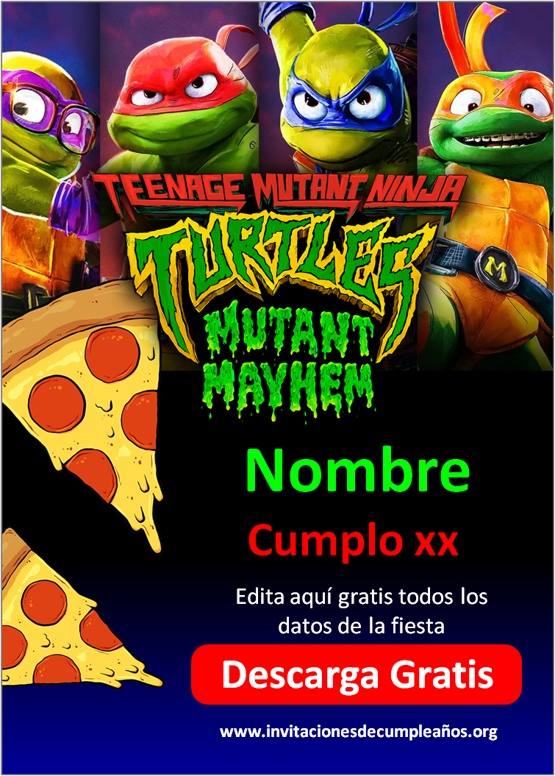 Invitacion De Cumpleanos Tortugas Ninjas