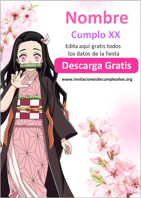 invitaciones de nezuko para editar