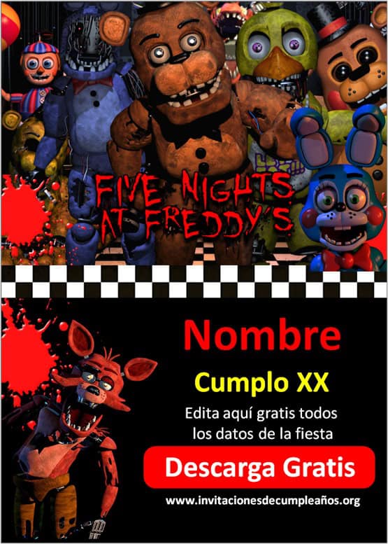 Invitaciones de Five nights at freddy's