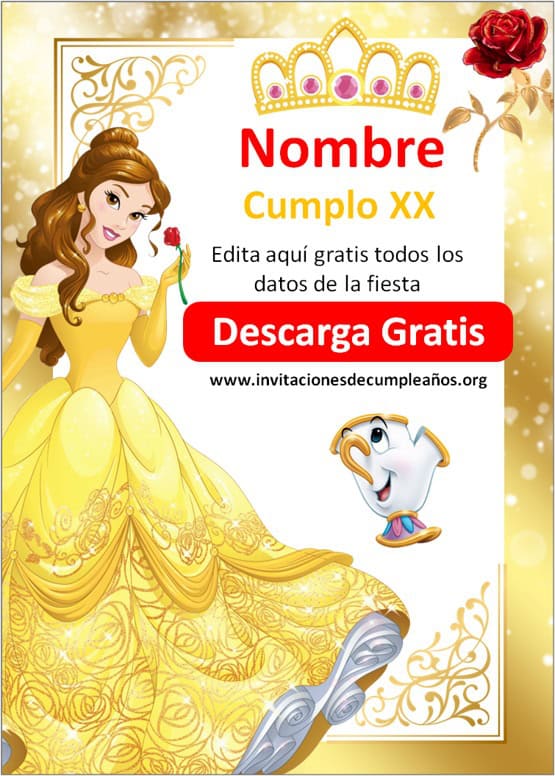 Invitaciones de La Bella y la Bestia