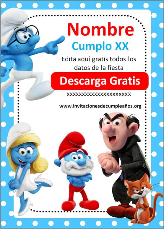 Invitaciones de Los Pitufos