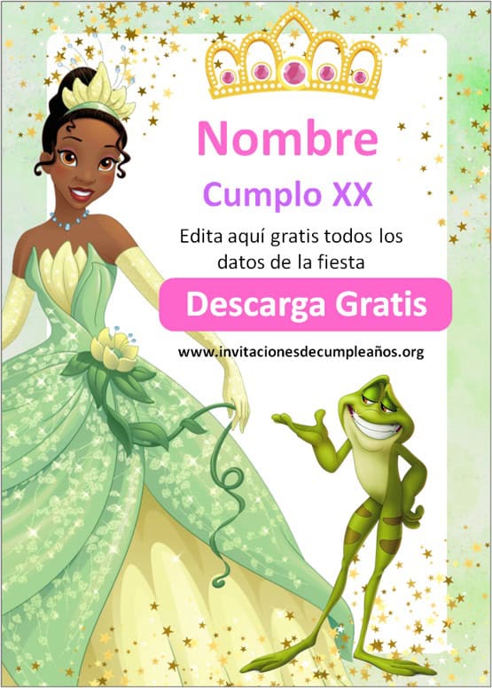 Invitaciones Princesa Tiana