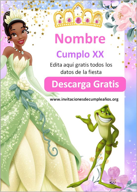 Invitaciones digitales de la princesa y el sapo