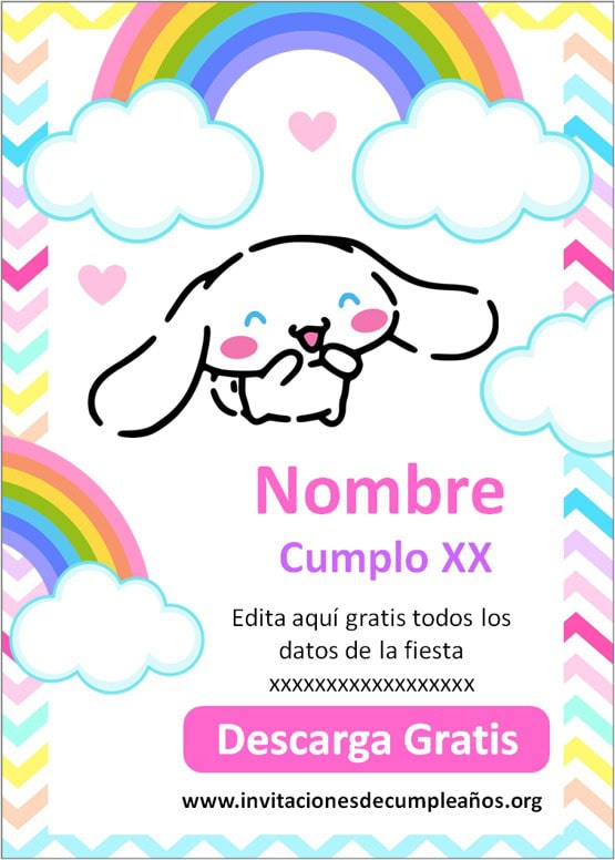 invitaciones de cumpleaños cinnamoroll