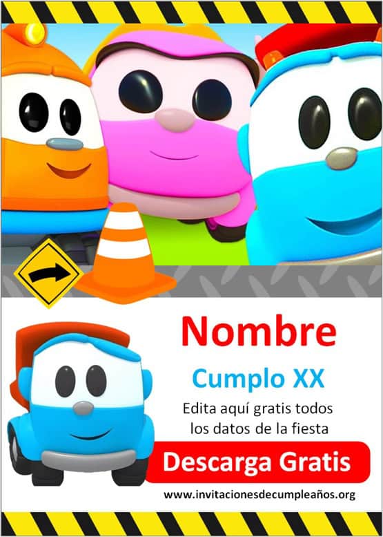 Invitación de Cumpleaños de leo el Camión