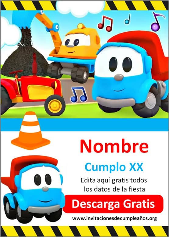 invitaciones de cumpleaños de leo el camion