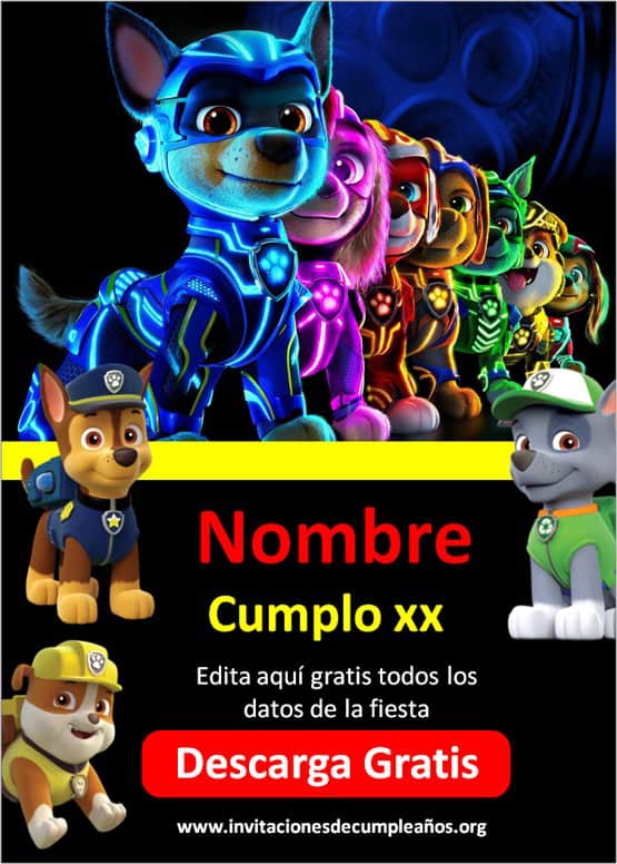 Invitaciones de paw patrol la pelicula