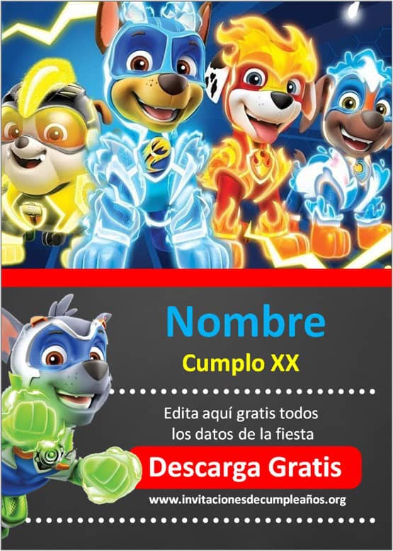 invitaciones de paw patrol digitales