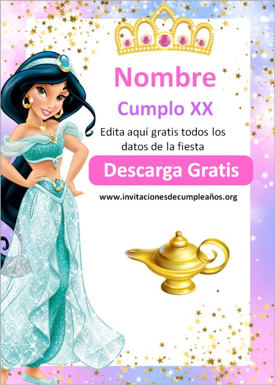 Invitaciones de Princesa Jazmin