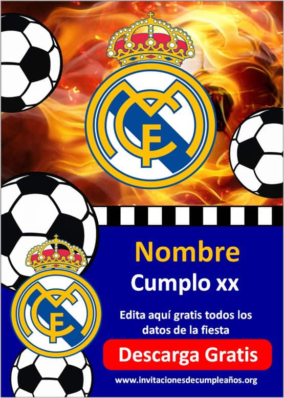 invitacion cumpleaños real madrid gratis