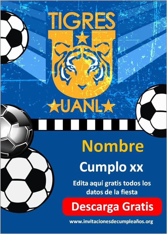 Invitaciones de Cumpleaños Club tigres uanl