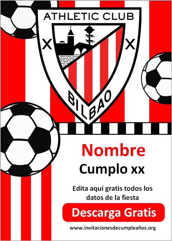 Invitaciones de cumpleaños del Athletic de Bilbao