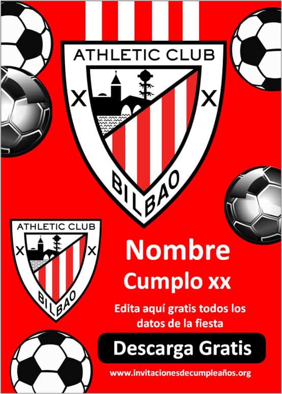 invitaciones de fútbol para cumpleaños Athletic Club