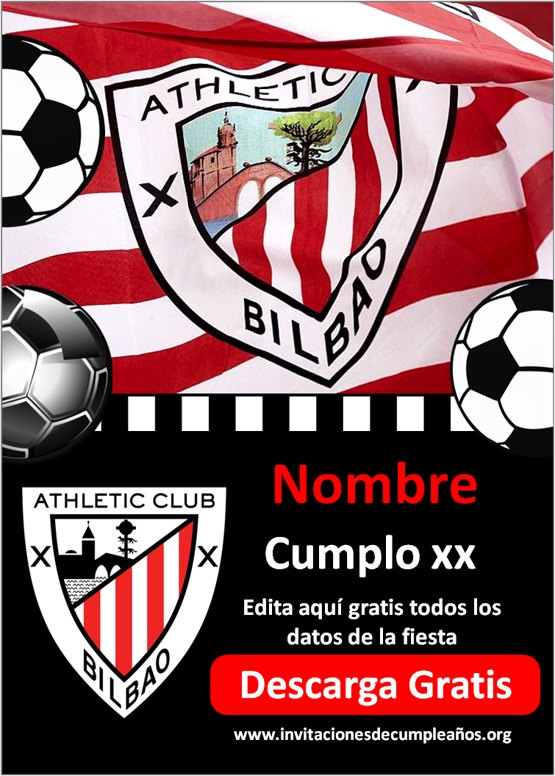 invitaciones de cumpleaños Athletic de Bilbao para imprimir