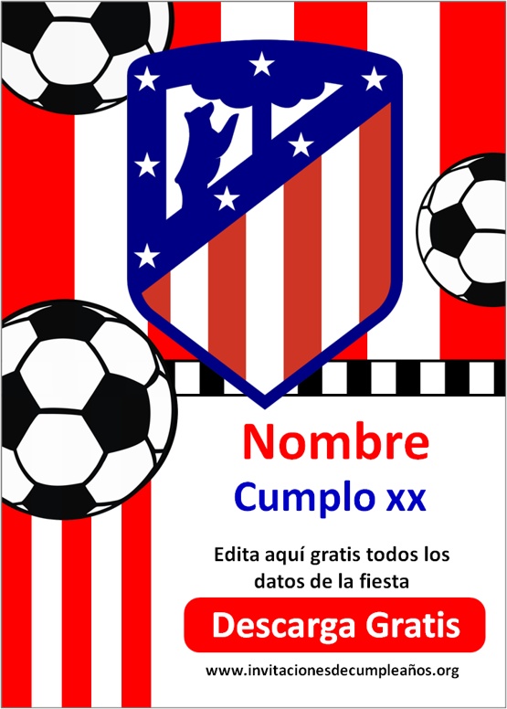 Invitaciones para cumpleaños del Atlético de Madrid