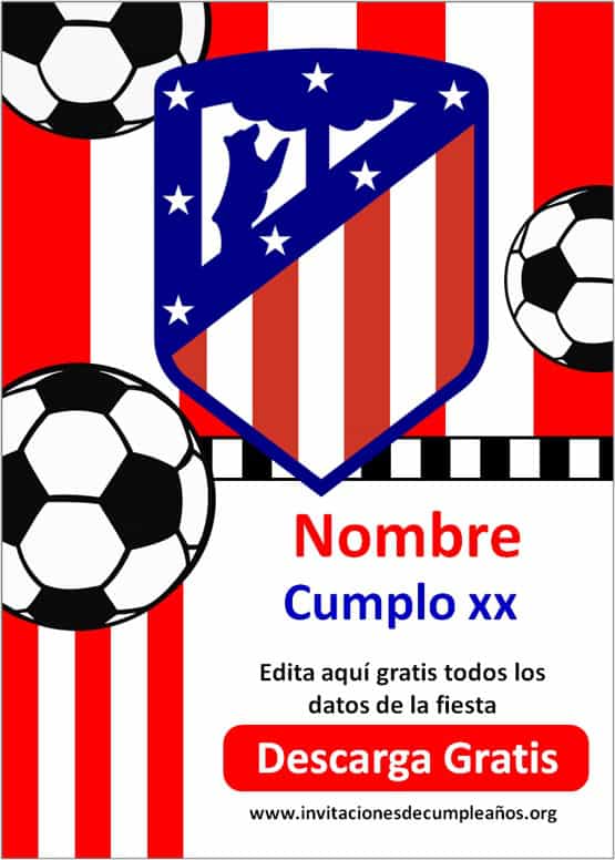 Invitaciones para cumpleaños del Atlético de Madrid