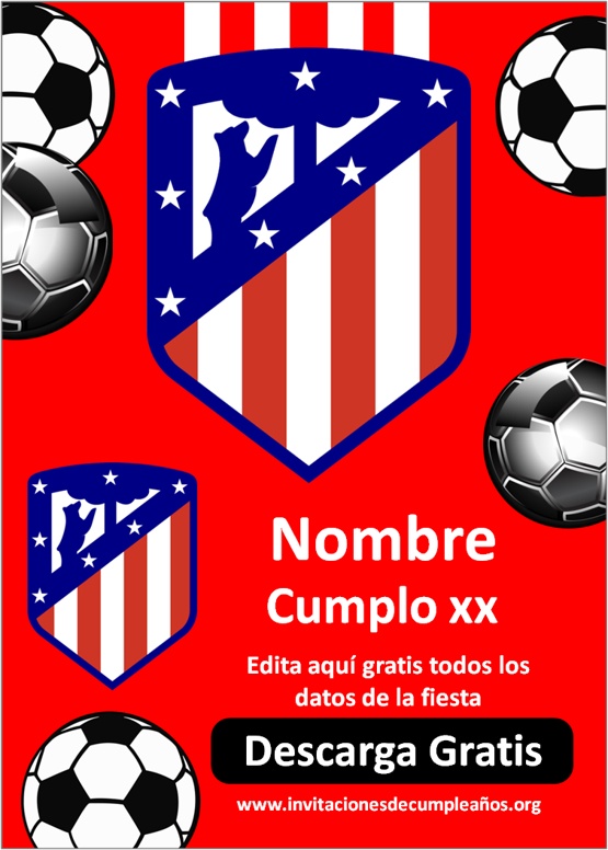 Invitaciones De Cumpleaños Atlético de Madrid Gratis