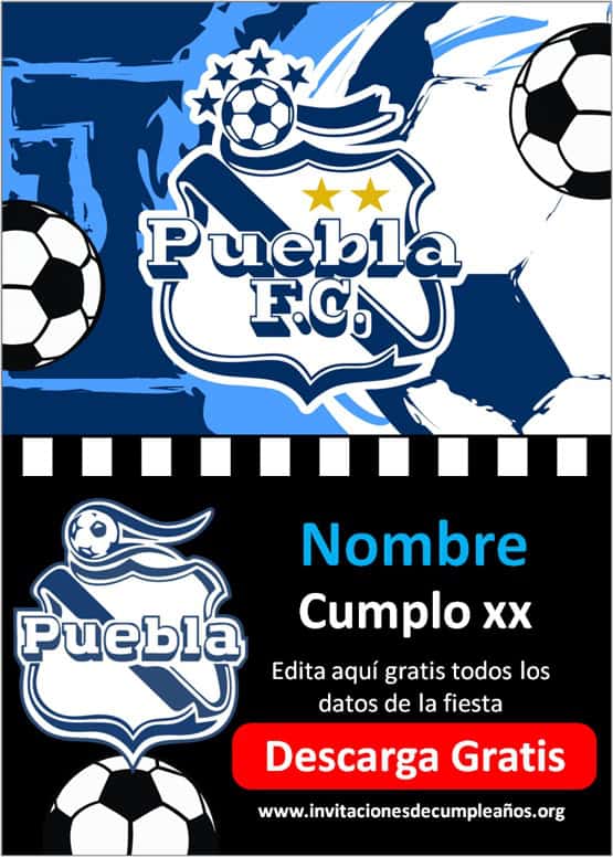 Invitaciones de cumpleaños del Puebla club