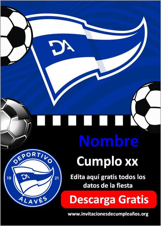 invitaciones de fútbol para cumpleaños Deportivo Alavés