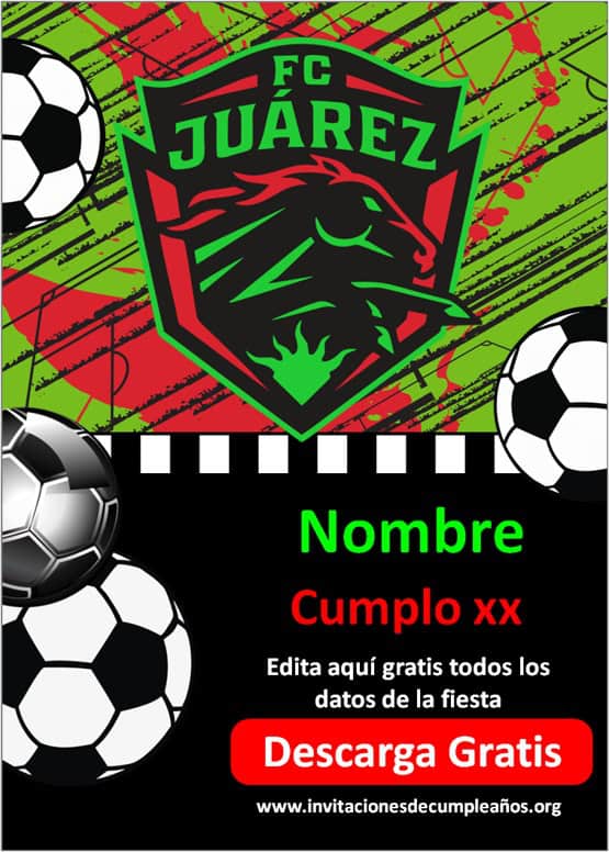 invitación de fútbol FC Juárez para editar gratis