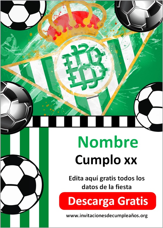 Invitaciones De Cumpleaños Real Betis Balompié Gratis