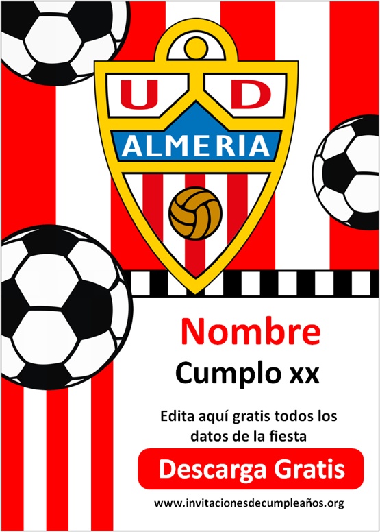invitaciones de cumpleaños UD Almeria para editar gratis