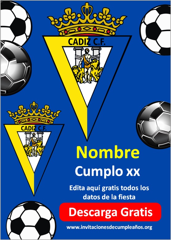 invitaciones de fútbol de Cádiz Club para editar gratis