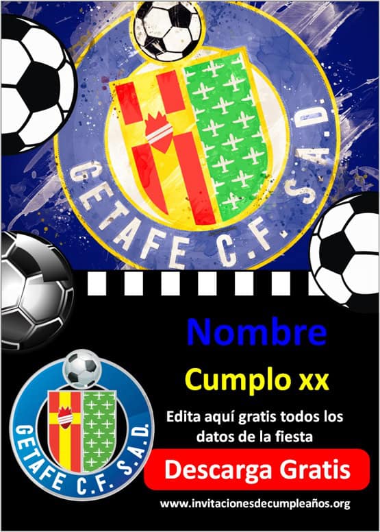 invitaciones de fútbol Getafe CF para editar