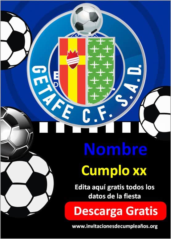 invitaciones de Getafe CF para cumpleaños