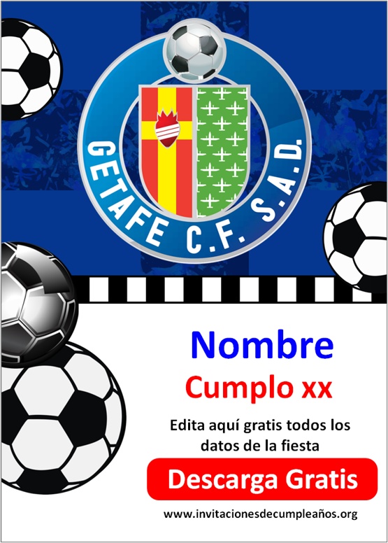 Invitaciones Getafe Club de Fútbol para editar gratis